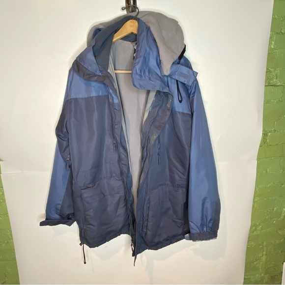 Athletic works lined nylon jacket with hood blue gray basic utility transition M - Picture 2 of 5